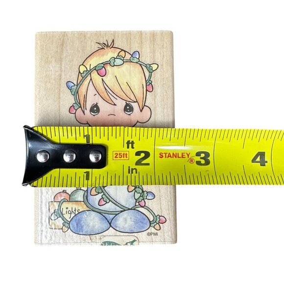 Precious Moments Delightful Christmas Rubber Stamp 1995 Stampendous Wood Block - Picture 7 of 9